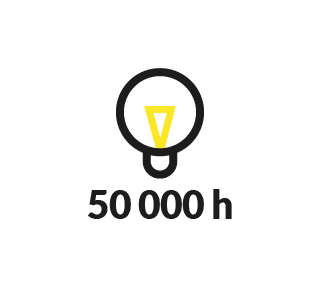 LED-Lebensdauer bis zu 50.000 Stunden